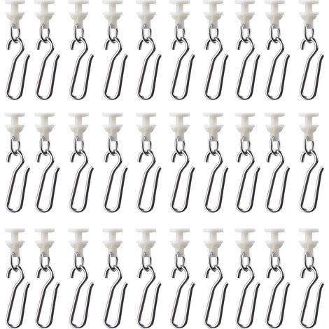 60 Pièces Set de Crochet et Rail pour Rideau - 30 Glisseurs avec 30 Crochets en Métal pour Rail Décoratif de Porte (Beige) (1/5)