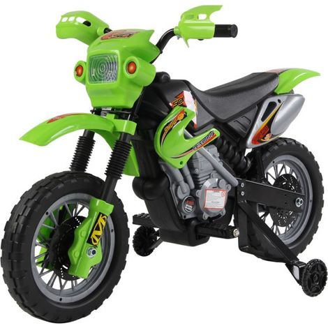 Moto cross électrique enfants 6V – Vitesse max 2,5 km/h – Autonomie 45 min – Effets lumineux et sonores – Roulettes latérales amovibles – MH (1/5)