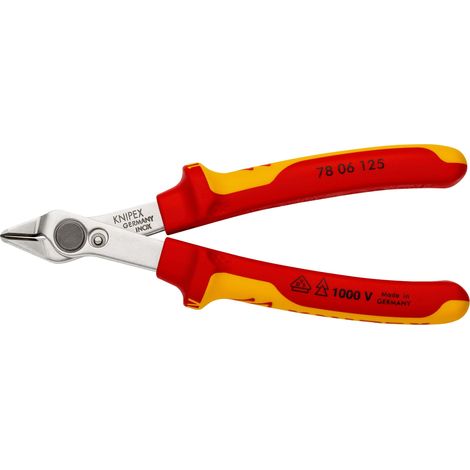 KNIPEX 78 06 125 Electronic Super Knips® VDE isolati con manici rivestiti in materiale bicomponente, collaudati VDE 125 mm (1/10)
