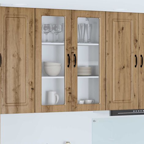 vidaXL Cabinet en verre mural PORTO Chêne artisanal 80 x 31 x 100 cm