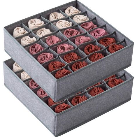 Sockenorganizer für den Kleiderschrank, 2er-Pack – Faltbarer Schubladeneinteiler mit 24 Fächern für Unterwäsche und Dessous (1/5)