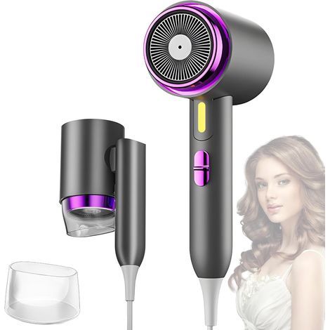 Seche Cheveux Professionnel, Sèche Cheveux Ionique, 1300W Hair Dryer, 3 Températures, Séchage Rapide, Protection Contre la Surchauffe, Pliable pour Famille Voyage Salons de Coiffure
