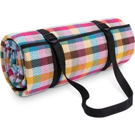 Couverture de pique-nique - Tapis de plage - Siège d'extérieur - Dessous imperméable - 150 x 200 cm - Multicolore (1/5)