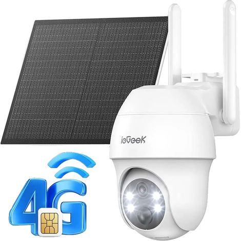 Caméra de surveillance, 3 MP, vision nocturne 15 m, alimentée par énergie solaire, étanche, sans fil 4G LTE (1/5)