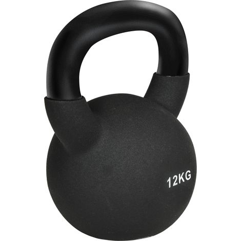 Kettlebell fonte 12 kg avec revêtement néoprène, poids fitness ergonomique, entraînement force, cardio et musculation maison (1/5)