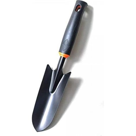 Pala de jardín, pala de mano de acero al carbono, pala estrecha con mango ergonómico (negra) (1/4)