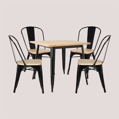 Set de Mesa LIX en Madera (80x80) y 4 Sillas LIX Madera SKLUM (1/5)
