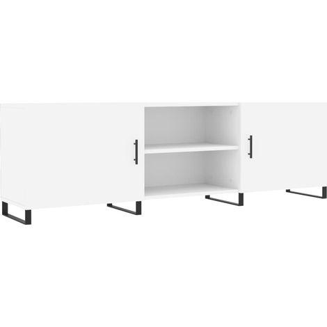 Meuble TV multimédia étagère télévision buffet téléviseur salle à manger salon chambre 150 x 30 x 50 cm bois d'ingénierie blanc