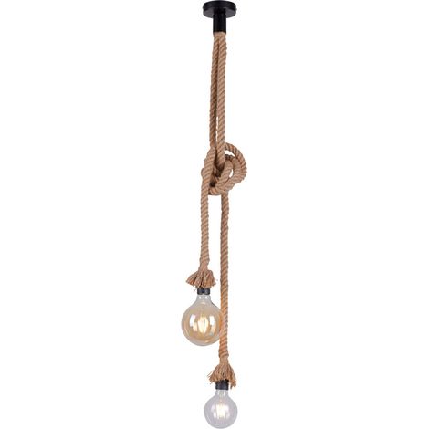 Retro Decken Hänge Lampe FERNBEDIENUNG Seil Pendel Leuchte dimmbar  im Set inkl. RGB LED Leuchtmittel