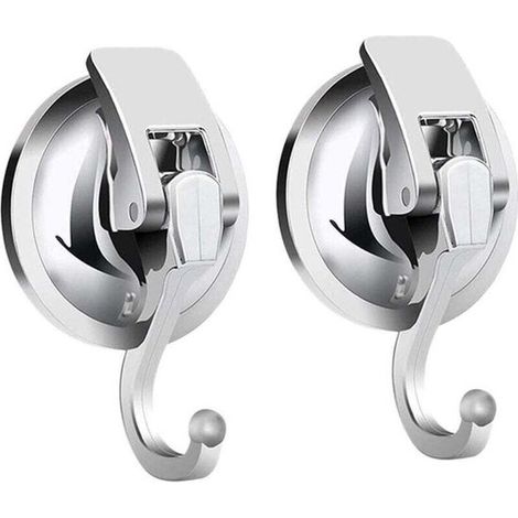 Set di due robusti ganci a ventosa, utilizzabili come portasciugamani o ganci da parete per il bagno. Adatti sia per ventose che per la cucina. (1/5)