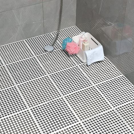 5x Duschboden Fliesen 30x30cm – Rutschfeste Bodenfliesen mit Drainage (1/5)