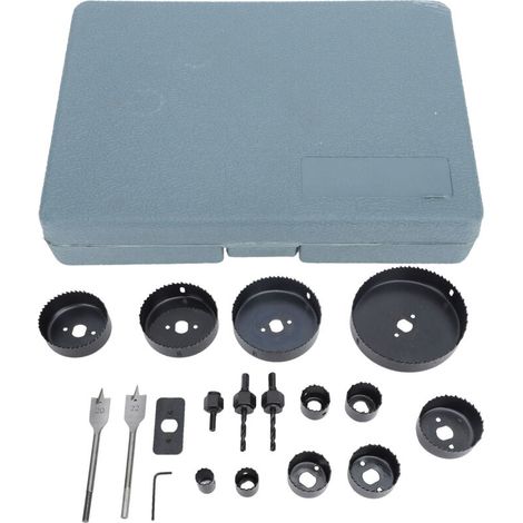 Set mit 18 Mehrzweck-Lochsägen aus Kohlenstoffstahl für Trockenbauwände, inklusive Aufbewahrungsbox (1/5)