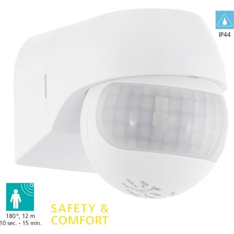 Eglo Rilevatore di movimento Detect me 1. sensore di movimento in plastica, sensore orientabile, colore: bianco, IP44 (1/5)