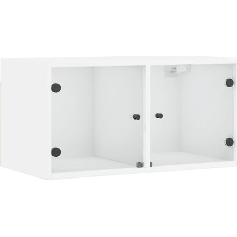 Armoire murale avec portes en verre blanc 68,5x37x35 cm