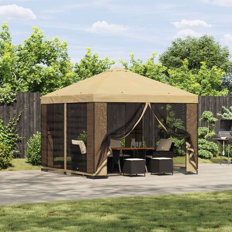 vidaXL Gazebo 3 x 3 m Crema Poliestere e Acciaio 190 gsm
