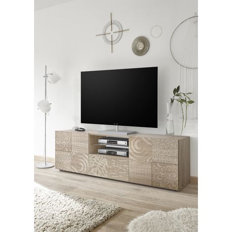 Meuble TV moderne 181 cm chêne samoa Orlane (1/5)