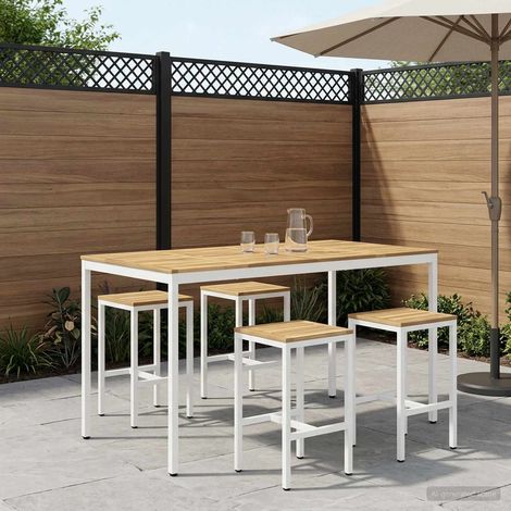 vidaXL Mesa de Bar para Jardín Blanco 196 x 100,5 x 105 cm (1/5)