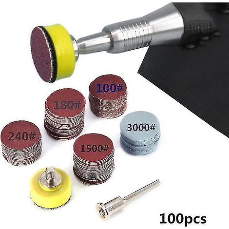 Kit de 100 disques de ponçage assortis pour outil rotatif Dremel - Papiers abrasifs de polissage de grain 100 à 3000 (1/5)