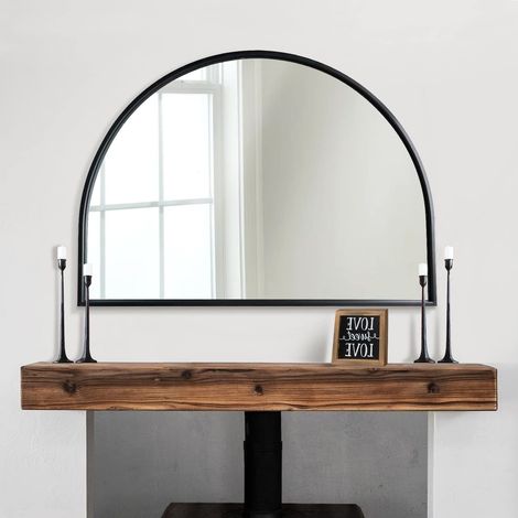 Miroir arqué Minimaliste Noir, Grand Miroir de Ferme, Salle de Bain, cheminée, Miroir Horizontal Large pour entrée/Salon 66 x 91,4 cm (1/5)