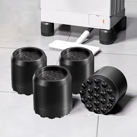 Coussinets pour machine à laver, amortisseurs de chocs, réduction des vibrations, universels, lot de 4, noirs (1/5)