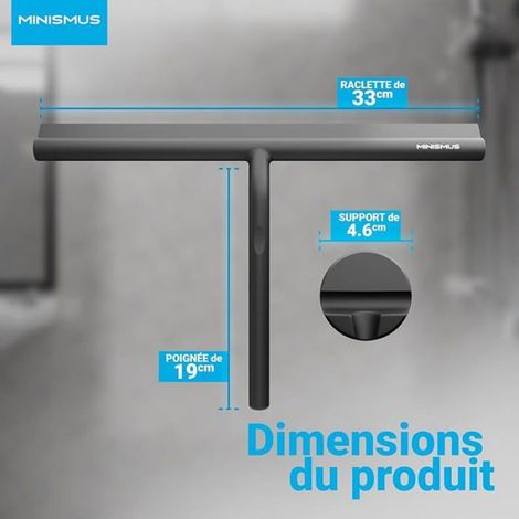 1 Raclette de douche 33 cm Noir Support magnétique sans perçage pour salle de bain carrelage miroir (1/5)