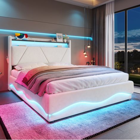Bett Doppelbett Bettgestell Stauraum 160x200 Samt OKMYHOME (1/5)