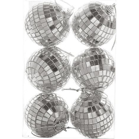 Boule Disco - 30 Pièces - 5 cm - Argentée Réfléchissante - Pour Décoration Intérieure Noël Fête - Avec Cordon (1/5)