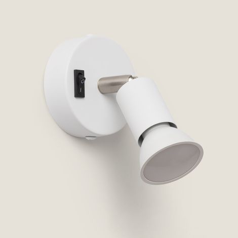 Lampada da Parete Allumio Orientabile con Interruttore 1 Faretto Bianco Oasis Bianco
