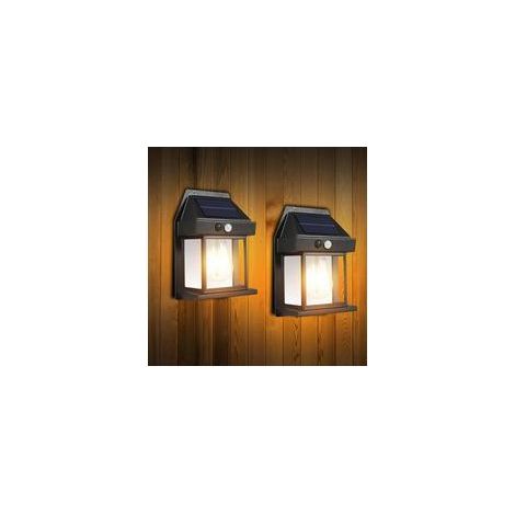 Pack (Noir) Lumières Solaires Extérieures, Lanterne Murale Étanche IP65 avec Détecteur de Mouvement & 3 Modes Éclairage Sécurité Solaire pour Jardin, Terrasse, Porche, Portail (1/5)
