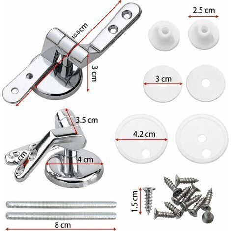 Toilet Seat Hinge, Pack of 2 Replacement Toilet Seat Hinges with Alloy Fixings (1/4)