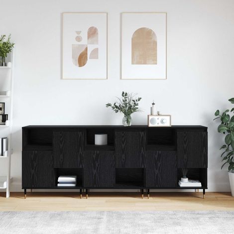 Tableros Lateral 3 pcs Roble negro 180 x 35 x 70 cm
