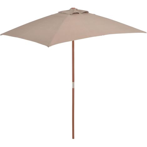 Parasol avec mât en bois 150x200 Taupe (1/5)
