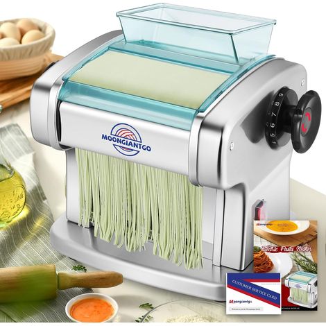 Fresh Pasta Machine, Stainless Steel with 2.5mm Round Cutter and 4mm Flat, 9 Speed Thickness Adjustment 0.5-5mm, for Fettuccine, Tagliolini, Ravioli (1/5)