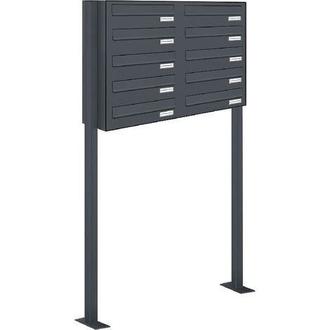 10er Farbe Standbriefkasten Freistehend Durchwurfanlage RAL 7016 Anthrazit (1/5)