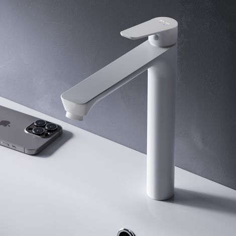 AM.PM Haut Mitigeur Vasque à Poser Mitiguer Haut Lavabo Robinet Salle Bain Blanc Robinet de Lavabo pour Salle de Bain Mélangeur Lavabo en Laiton (1/5)