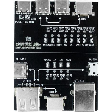 T5 Ein-/Ausschalt-Datenkabel-Erkennungsplatine für Android, Schnellladen/Typ-C/Micro-USB, Fehlerprüfung, Schnellerkennung