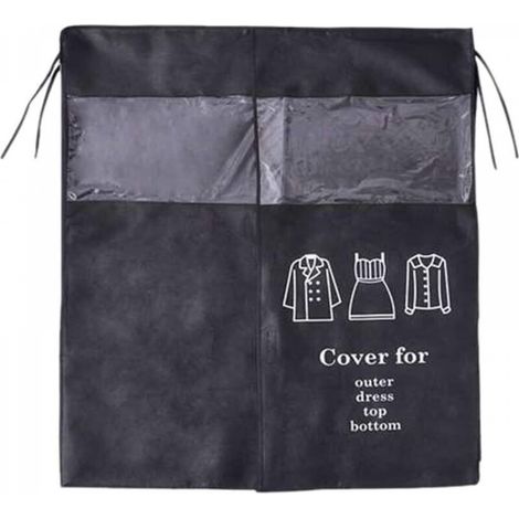 Housse Protège Housses de Vêtements 90 × 110cm Housse de Anti-Poussière Protection Portant Universelle Garment Covers (Noir) (1/5)