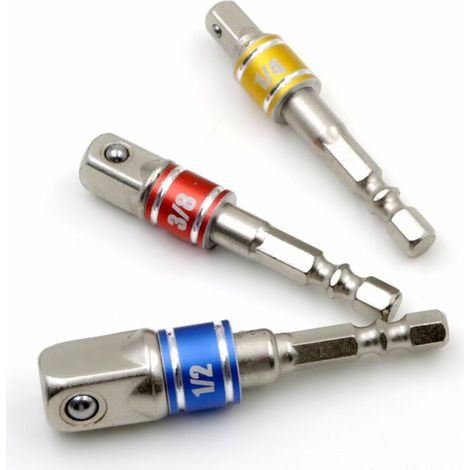 Lot de 3 adaptateurs de douilles à choc pour tourne-écrous 1/4"et 3/8" et 1/2"