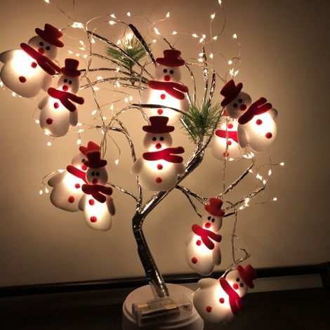 Guirlande lumineuse de Noël Bonhomme neige à piles pour sapin jardin 3 mètres 20 LED (1/3)