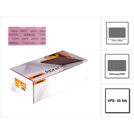 Mirka ABRANET Abrasif auto-agrippant 115x230mm, Grip P400, 50/pack ( 5411205041 ) (1/5)
