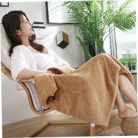 Couverture chauffante pour les jambes, couverture thermique pliable, couverture électrique rechargeable par USB (24 x 32 pouces) (1/4)