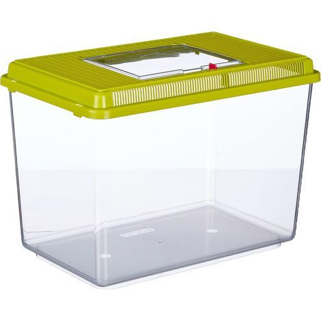 1 Conteneur Plastique, Couvercle Amovible, Grilles Ventilation, Habitat Reptiles Insectes Tortues (1/4)
