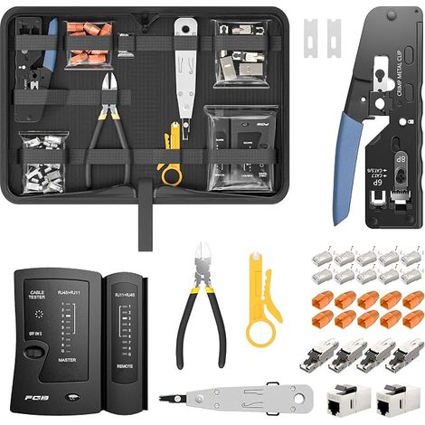 Kit d'outils réseau Pass Through RJ45 Pince à sertir RJ45/RJ11/RJ12 (1/4)