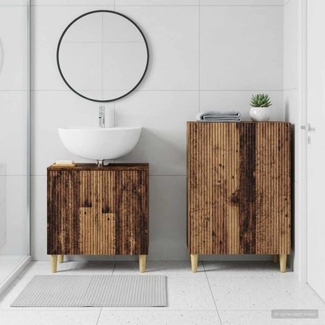 vidaXL 2 Piece Bathroom Cabinet Set ARNHEM Old Wood Engineered Wood (1/5)