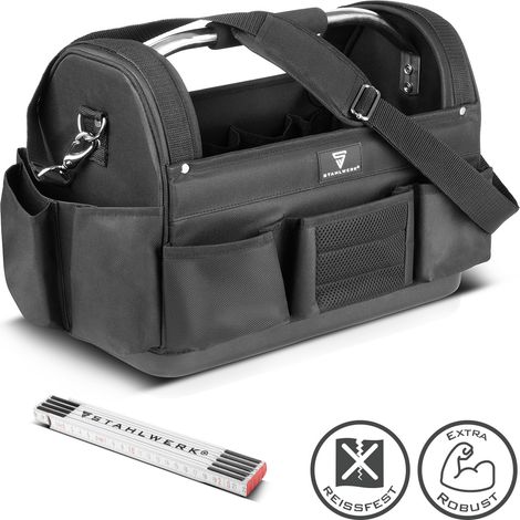 STAHLWERK Borsa porta attrezzi con 11 tasche esterne 10 tasche interne Borsa da idraulico