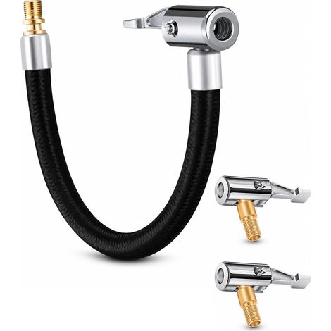 Tuyau de Rallonge Pompe, Embout Pompe Vélo en Caoutchouc Souple, Tuyau de pneu de 30 cm avec adaptateur de gonflage, Tube d'Extension de Gonflage de Pneu Adaptateur Universel pour Vélo Auto (1/5)