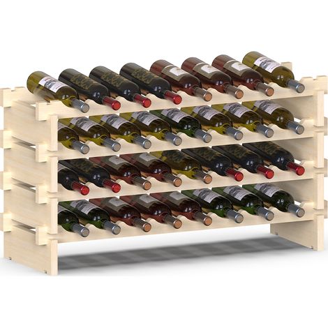 Cantinetta Portavino in Legno Naturale con 32 Scomparti Vino Bar Portabottiglie (1/5)