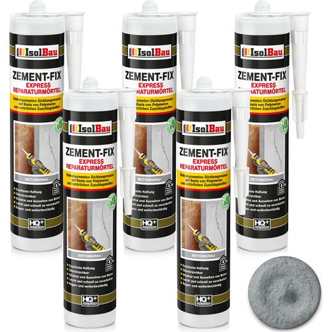 IsolBau Zement-Fix Malta grigia per riparazione e sigillatura del calcestruzzo 5 x 300 ml (1/5)