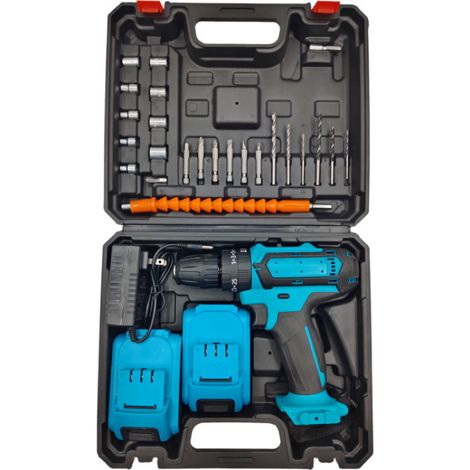 Perceuse Visseuse Sans Fil 21V, Perceuse Électrique Multifonction 3-en-1 avec 2 Batteries Lithium et Chargeur, Tournevis Électrique pour Bricolage