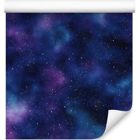 Carta da parati galassia acquerello blu navy e blu, forme delicate 50x1000 cm (1/5)